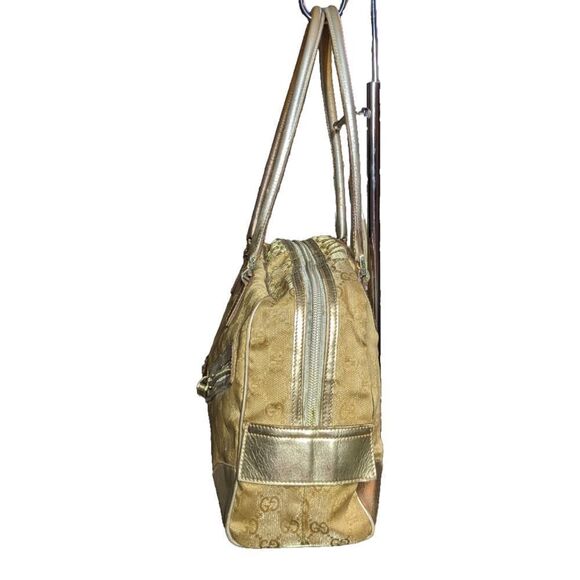 Gucci Logo Gold Metallic Canvas Handbag 002 1115 - Picture 11 of 16